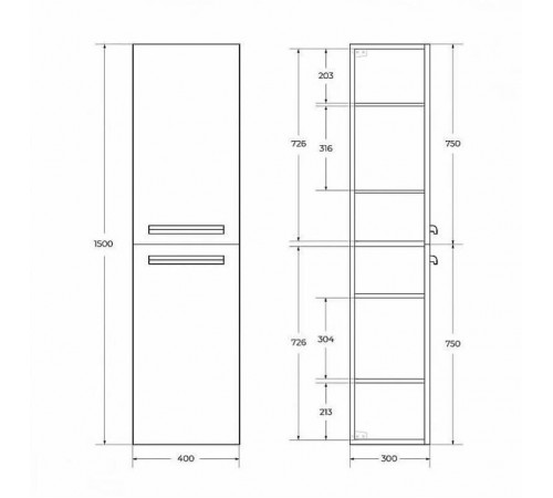 Шкаф Cezares ECO-CER-N-1500-2A-SC-GVO-P, 40 см, подвесной, серо-зеленый матовый