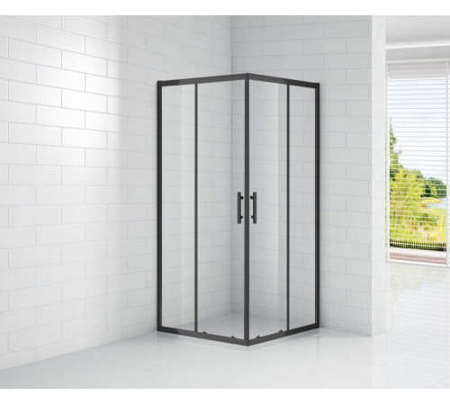 Душевой уголок Cezares ECO-O-A-2-90-C-NERO, 90 х 90 х 190 см, стекло прозрачное