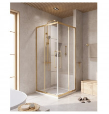 Душевой уголок Cezares RELAX-304-A-2-100-C-BORO, 100 х 100 см, стекло прозрачное, профиль золото брашированное