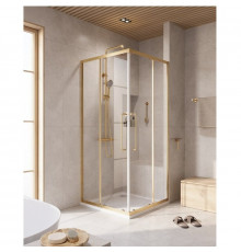 Душевой уголок Cezares RELAX-304-A-2-80-C-BORO, 80 х 80 см, стекло прозрачное, профиль золото брашированное