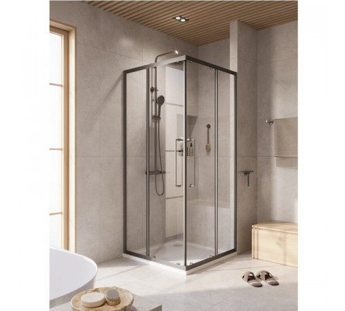 Душевой уголок Cezares RELAX-304-A-2-80-C-GM, 80 х 80 см, стекло прозрачное, профиль оружейная сталь