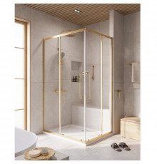 Душевой уголок Cezares RELAX-304-AH-2-120/90-C-BORO, 120 х 90 см, стекло прозрачное, профиль золото брашированное