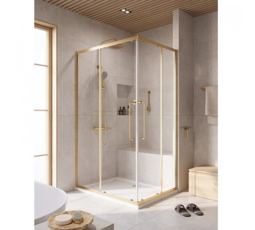 Душевой уголок Cezares RELAX-304-AH-2-120/90-C-BORO, 120 х 90 см, стекло прозрачное, профиль золото брашированное