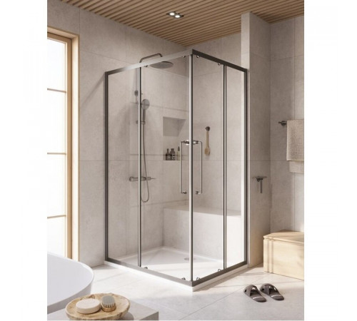 Душевой уголок Cezares RELAX-304-AH-2-120/90-C-GM, 120 х 90 см, стекло прозрачное, профиль оружейная сталь