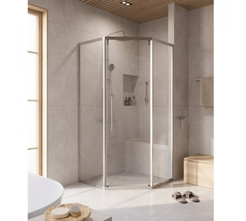 Душевой уголок Cezares RELAX-304-P-1-100-C-GM, 100 х 100 см, стекло прозрачное, профиль оружейная сталь