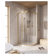 Душевой уголок Cezares RELAX-304-R-2-100-C-BORO, 100 х 100 см, стекло прозрачное, профиль золото брашированное