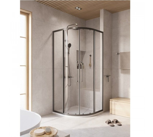 Душевой уголок Cezares RELAX-304-R-2-100-C-GM, 100 х 100 см, стекло прозрачное, профиль оружейная сталь