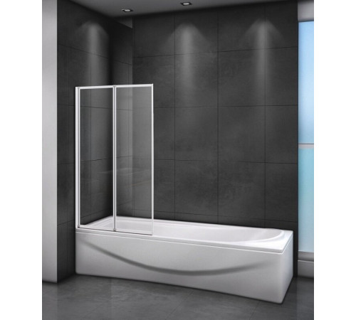 Шторка на ванну Cezares Relax RELAX-V-2-80/140-C-Bi, 80 х 140 см, стекло прозрачное, цвет профиля белый