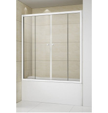 Шторка на ванну Cezares Relax RELAX-VF-2-160/145-P/С-Bi, 160 х 145 см, стекло рифленое/прозрачное, цвет профиля серый