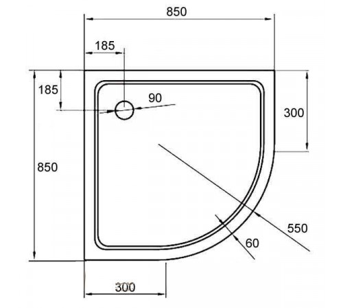 Поддон акриловый Cezares 85 x 85 мм, TRAY-A-R-85-550-15-W