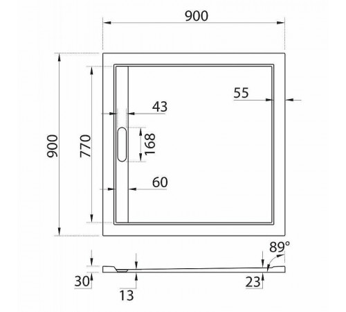 Душевой поддон Cezares TRAY-AS-A-90-30-NERO, 90 х 90 см, квадратный, искусственный камень, черный матовый