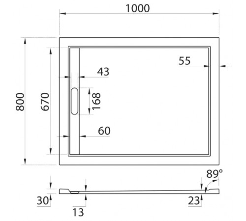 Душевой поддон Cezares TRAY-AS-AH-100/80-30-W, 100 х 80 см, прямоугольный, искусственный камень, белый