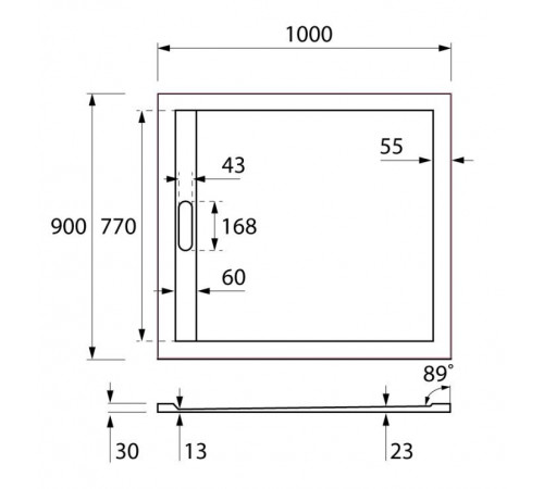 Душевой поддон Cezares Tray TRAY-AS-AH-100/90-30-W-AS 100 x 90 см из искусственного мрамора
