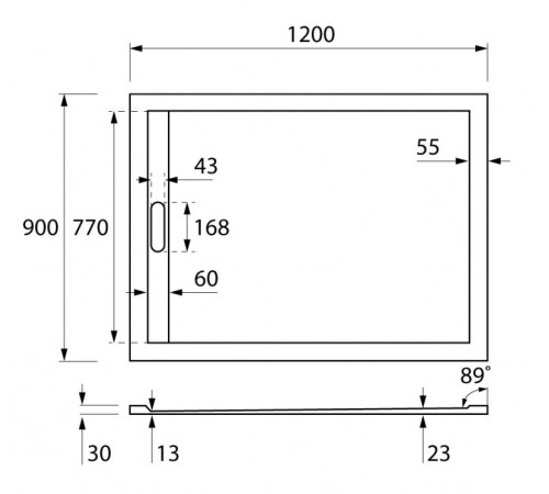 Душевой поддон Cezares Tray TRAY-AS-AH-120/90-30-NERO 120 x 90 см из искусственного мрамора, черный матовый