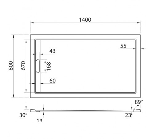 Душевой поддон Cezares TRAY-AS-AH-140/80-30-W, 140 х 80 см, прямоугольный, искусственный камень, белый