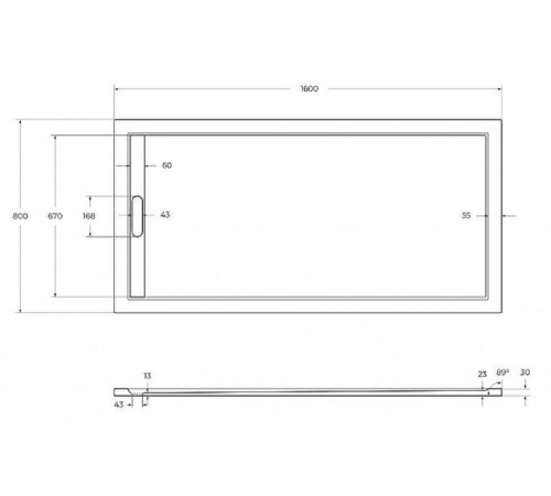 Душевой поддон Cezares TRAY-AS-AH-160/80-30-W, 160 х 80 см, прямоугольный, искусственный камень, белый