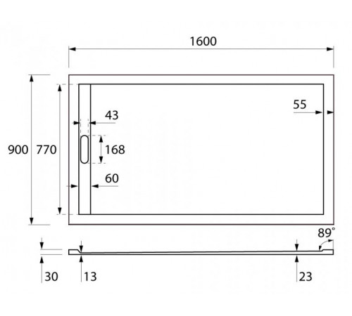 Душевой поддон Cezares Tray TRAY-AS-AH-160/90-30-W-AS 160 x 90 см из искусственного мрамора