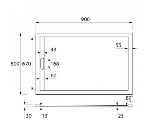 Душевой поддон Cezares Tray TRAY-AS-AH-90/80-30-W-AS 90 x 80 см из искусственного мрамора