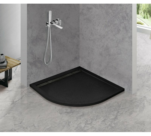 Душевой поддон Cezares Tray-AS-R-90-30-NERO, 90 х 90 см, четверть круга, искусственный камень, черный матовый