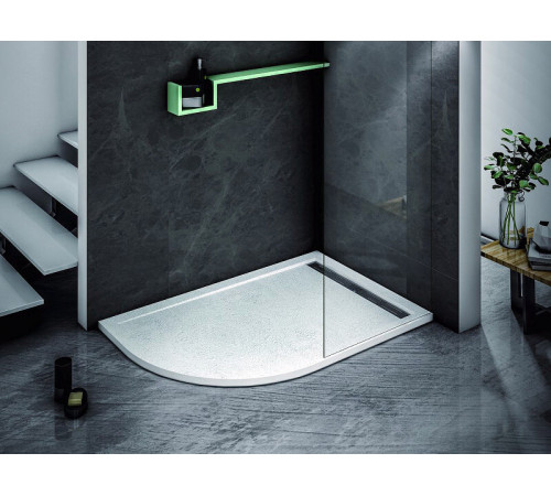 Душевой поддон Cezares TRAY-AS-RH-100/80-30-W-R, 100 х 80 см, асимметричный, искусственный камень, правый, белый