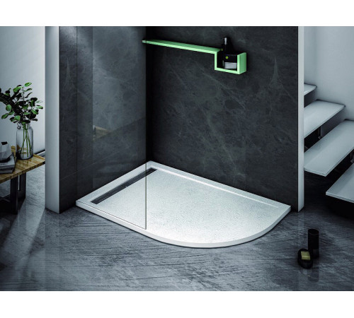 Душевой поддон Cezares TRAY-AS-RH-120/80-30-W-L, 120 х 80 см, асимметричный, искусственный камень, белый