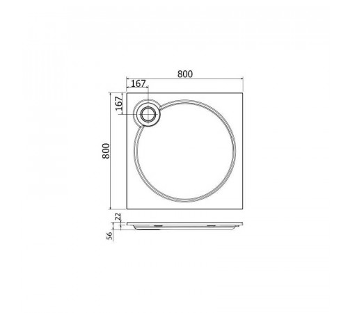 Поддон душевой Cezares Tray TRAY-S-A-80-56-W, 80 х 80 см, белый, из искусственного камня