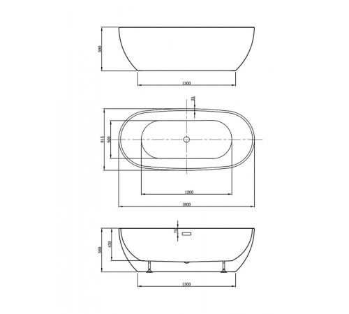 Ванна акриловая Vincea VBT-408-1800, 180 x 81.5 см, щелевой перелив