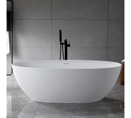Ванна из искусственного камня Vincea VBT-4S01MW, 170 x 76 см, слив-перелив в комплекте, белый матовый