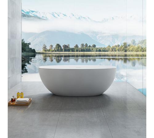 Ванна Vincea Solid Surface VBT-6S01MW белая матовая из искусственного камня 170x75 см, слив-перелив в комплекте