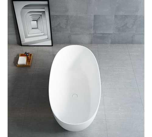 Ванна Vincea Solid Surface VBT-6S01MW белая матовая из искусственного камня 170x75 см, слив-перелив в комплекте