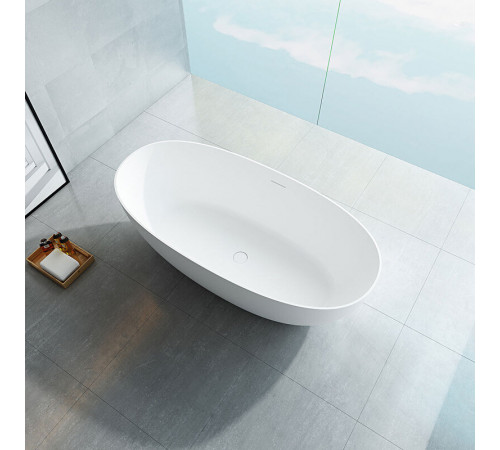 Ванна Vincea Solid Surface VBT-6S01MW белая матовая из искусственного камня 170x75 см, слив-перелив в комплекте