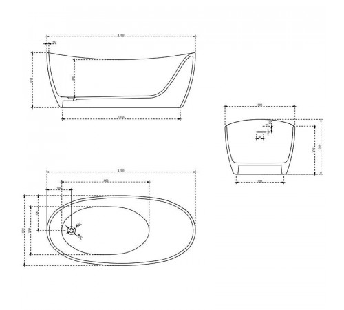 Ванна из искусственного камня Vincea VBT-6S03MW, 170 x 80 см, слив-перелив в комплекте, белый