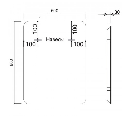 Зеркало Vincea 60х80см, LED c сенсорным выключателем и диммером, VLM-3MA600