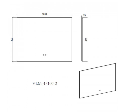 Зеркало Vincea VLM-4F100GM-2, 100 х 80 см, LED-подсветка, с сенсорным выключателем, рама воронёная сталь, gunmetal