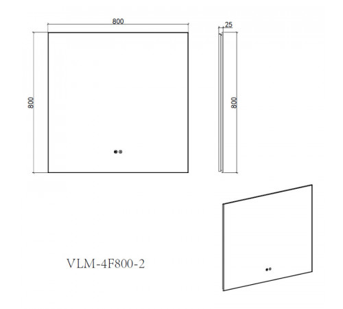 Зеркало Vincea VLM-4F800GM-2, 80 х 80 см, LED-подсветка, с сенсорным выключателем, рама воронёная сталь, gunmetal