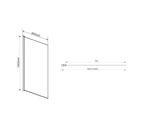 Душевая шторка на ванну Vincea VSB-11800CLB 80 x 140 см, распашная, стекло прозрачное, черный