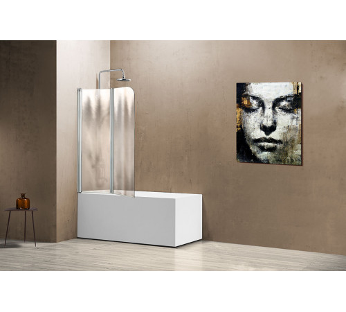 Душевая шторка на ванну Vincea VSB-12114CH-L/R, 114 x 140 см, складная, стекло шиншилла, хром