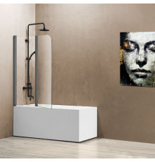 Шторка на ванну Vincea VSB-12114CLGM, 114 см, стекло прозрачное, профиль вороненая сталь, gunmetal