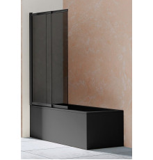 Шторка на ванну Vincea VSB-1E 100 x 145 см раздвижная, стекло тонированное, черный матовый, VSB-1E100CGB