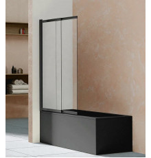 Душевая шторка на ванну Vincea 100 x 145 см, стекло прозрачное, профиль чёрный матовый, VSB-1E100CLB
