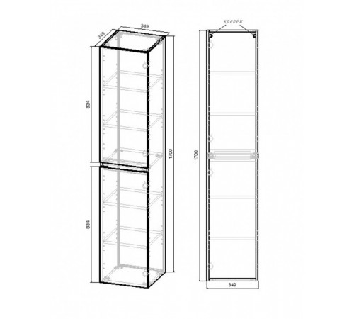 Пенал Vincea Fine VSC-2NF170BT 35 см, подвесной, серый