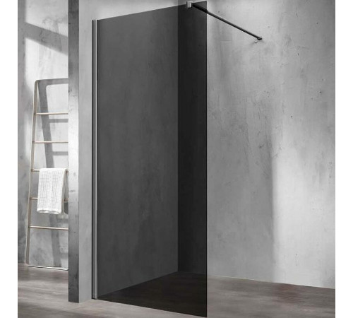 Душевая стенка Vincea Walk-In 100 см со свободным входом, стекло тонированное, профиль воронёная сталь, gunmetal, VSW-1H100CGGM