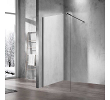 Душевая стенка Vincea Walk-In 100 см со свободным входом, стекло прозрачное, профиль воронёная сталь, gunmetal, VSW-1H100CLGM