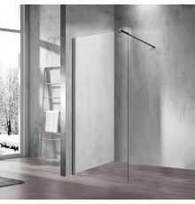 Душевая стенка Vincea Walk-In 100 см со свободным входом, стекло прозрачное, профиль воронёная сталь, gunmetal, VSW-1H100CLGM