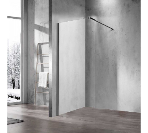 Душевая стенка Vincea Walk-In 100 см со свободным входом, стекло прозрачное, профиль воронёная сталь, gunmetal, VSW-1H100CLGM