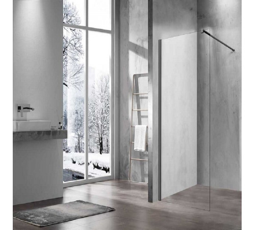 Душевая стенка Vincea Walk-In 100 см со свободным входом, стекло прозрачное, профиль воронёная сталь, gunmetal, VSW-1H100CLGM