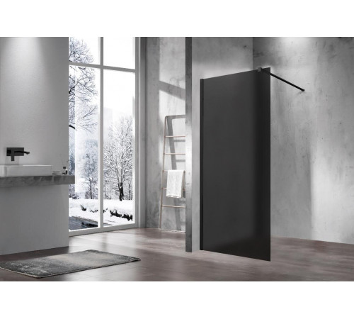 Душевая стенка Vincea Walk-In VSW-1H100GFB, 100 см, стекло матовое тонированное, профиль черный матовый