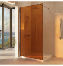 Душевая стенка Vincea Walk-In VSW-1H100GS, 100 см со свободным входом, стекло янтарь, профиль хром