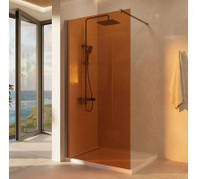 Душевая стенка Vincea Walk-In VSW-1H100GSGM, 100 см со свободным входом, стекло янтарь, профиль вороненая сталь