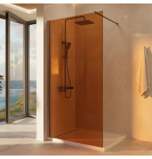 Душевая стенка Vincea Walk-In VSW-1H100GSGM, 100 см со свободным входом, стекло янтарь, профиль вороненая сталь